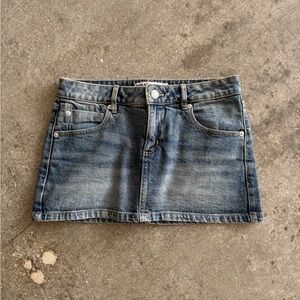 Garage Denim Micro Mini Skirt in Pixie Blue